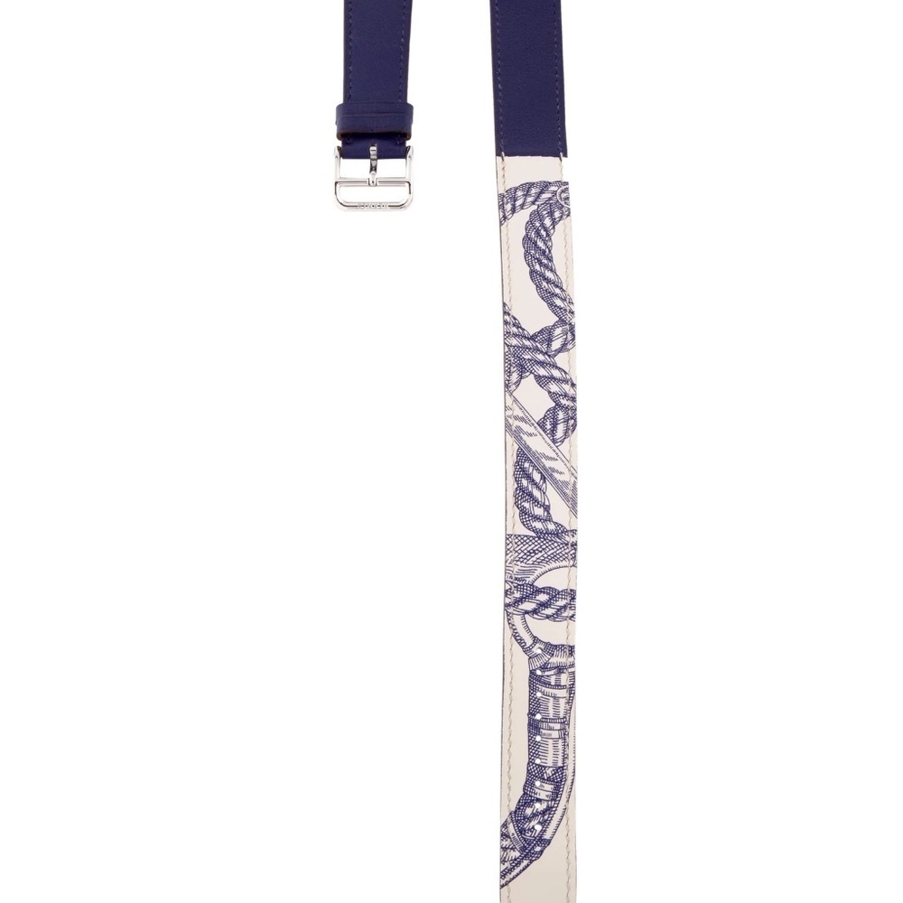 Hermès x Apple Swift Leather Double Tour Watch Strap Encre/Béton White/Blue